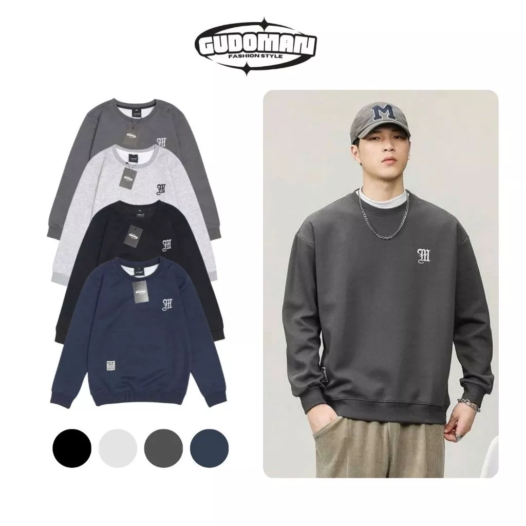 Áo Sweater Nỉ 2 Da Form Rộng Unisex Basic Họa Tiết Thêu Dễ Phối Đồ Phong Cách Streetwear S01