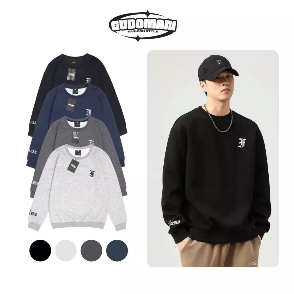 Áo Sweater Unisex Nỉ 2 Da Form Rộng Basic Thêu Chữ Tay Áo, Phong Cách Streetwear S02