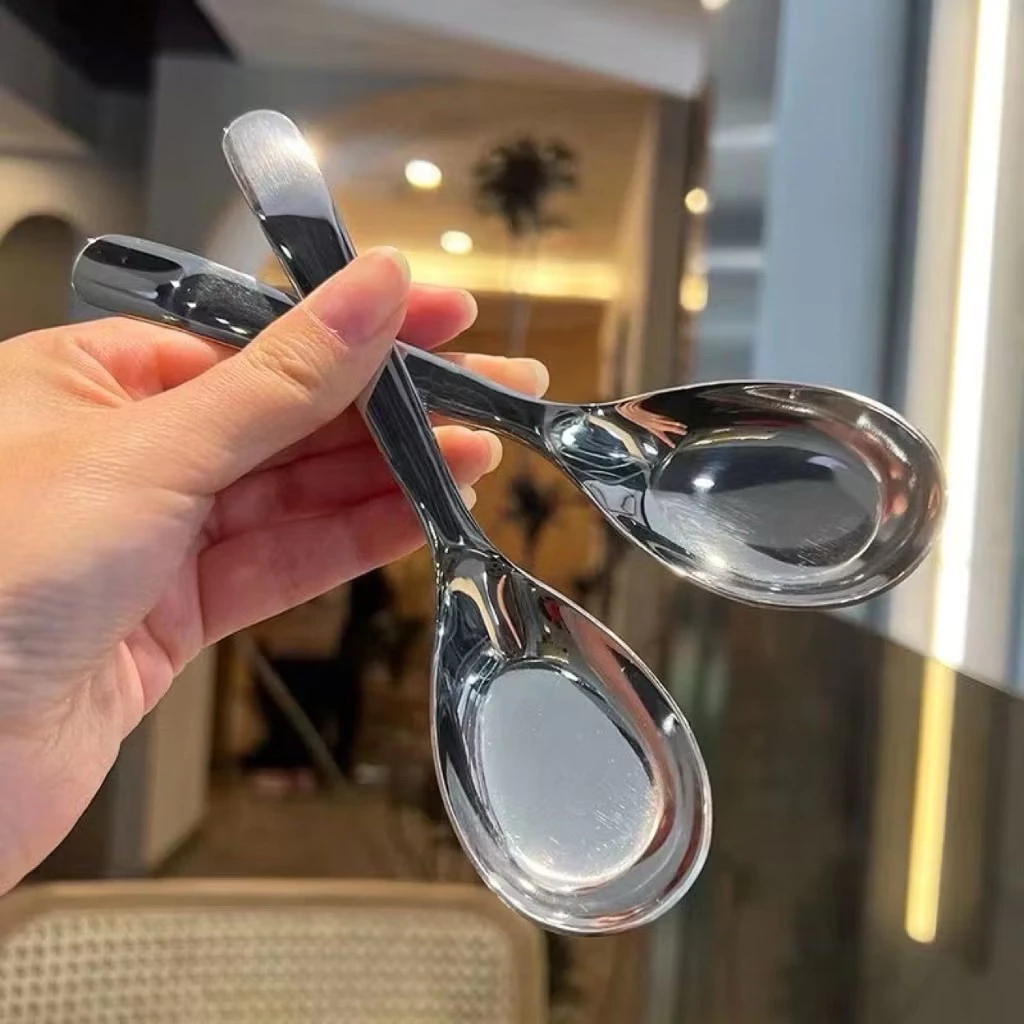 Combo 5 chiếc Thìa ăn phở, muỗng ăn cơm, inox không gỉ, cán dày sáng bóng, cầm chắc tay dài 16.5cm