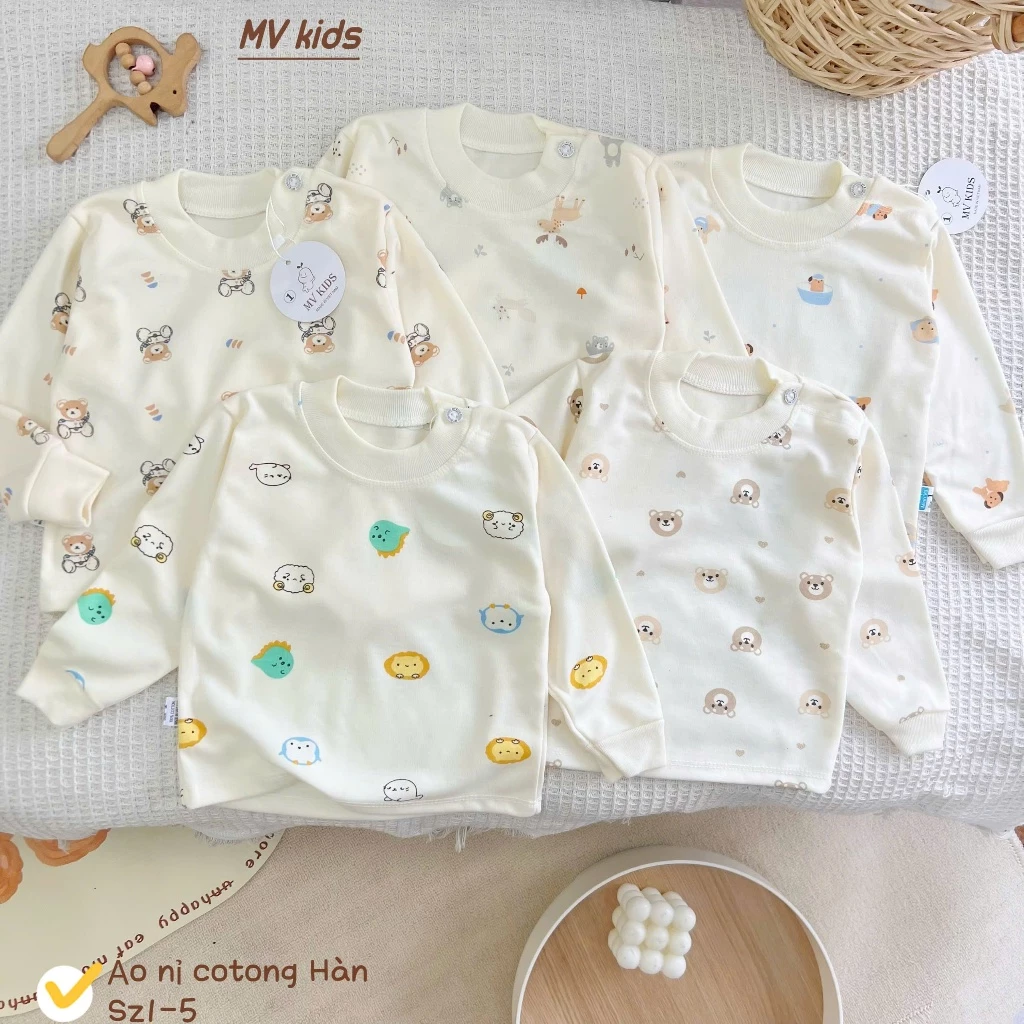 [Nỉ Đẹp] Set 5 áo nỉ dài tay cho bé chất nỉ dày dặn ấm áp in hoạ tiết cho bé 3-13kg
