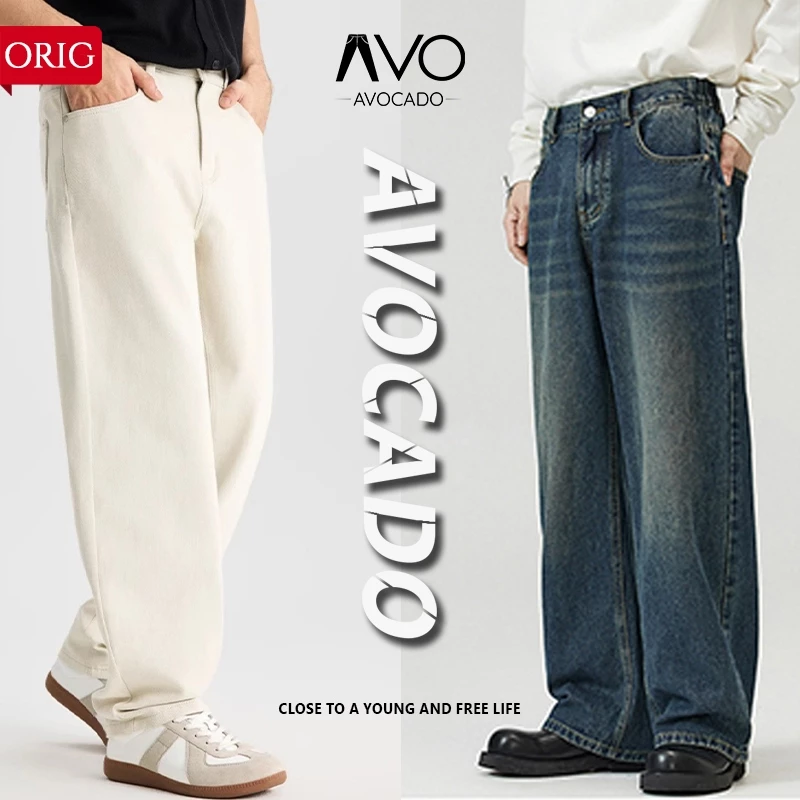Quần Jean bò baggy nam nữ Xanh Đen RETRO Avocado ống rộng dáng suông xuông cạp cao nam bigsize 27-36