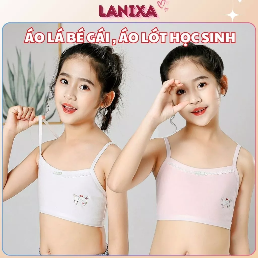 COMBO 3 Áo lót lá học sinh bé gái tuổi dậy thì cotton dày dặn thấm hút in hình dễ thương LANIXA B538