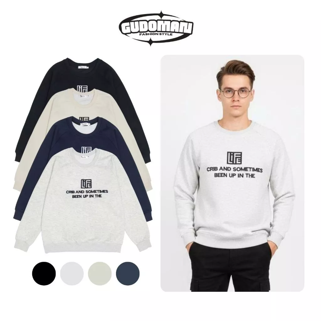 Áo Sweater Unisex Chất Vải Nỉ 2 Da Cao Cấp Hình Thêu Basic GUDOMAN S07