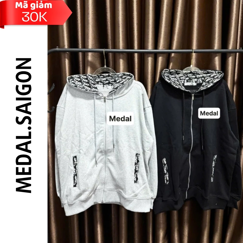 [Loại 1] Áo Khoác Hoodie Zip Thêu Họa Tiết Hottrend – Chất Cotton Dày Dặn, Unisex nam nữ