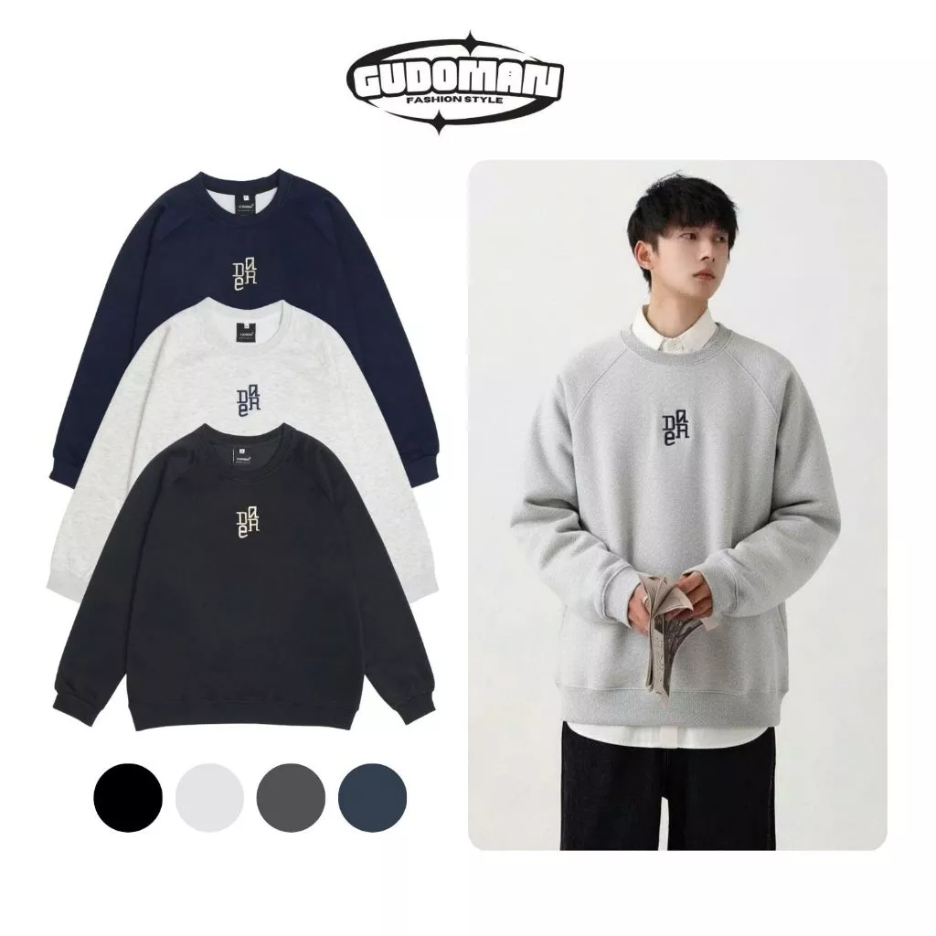 Áo Sweater Nỉ 2 Da Basic Form Rộng Unisex Áo Nỉ Trơn Dày Dặn Mềm Mịn S09