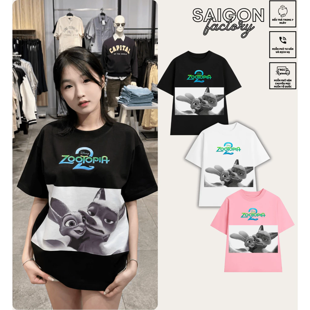 Áo Thun Zootopia 2 Hot Trend Chất Vải Cotton 2 Chiều Dày Dặn Đứng Form
