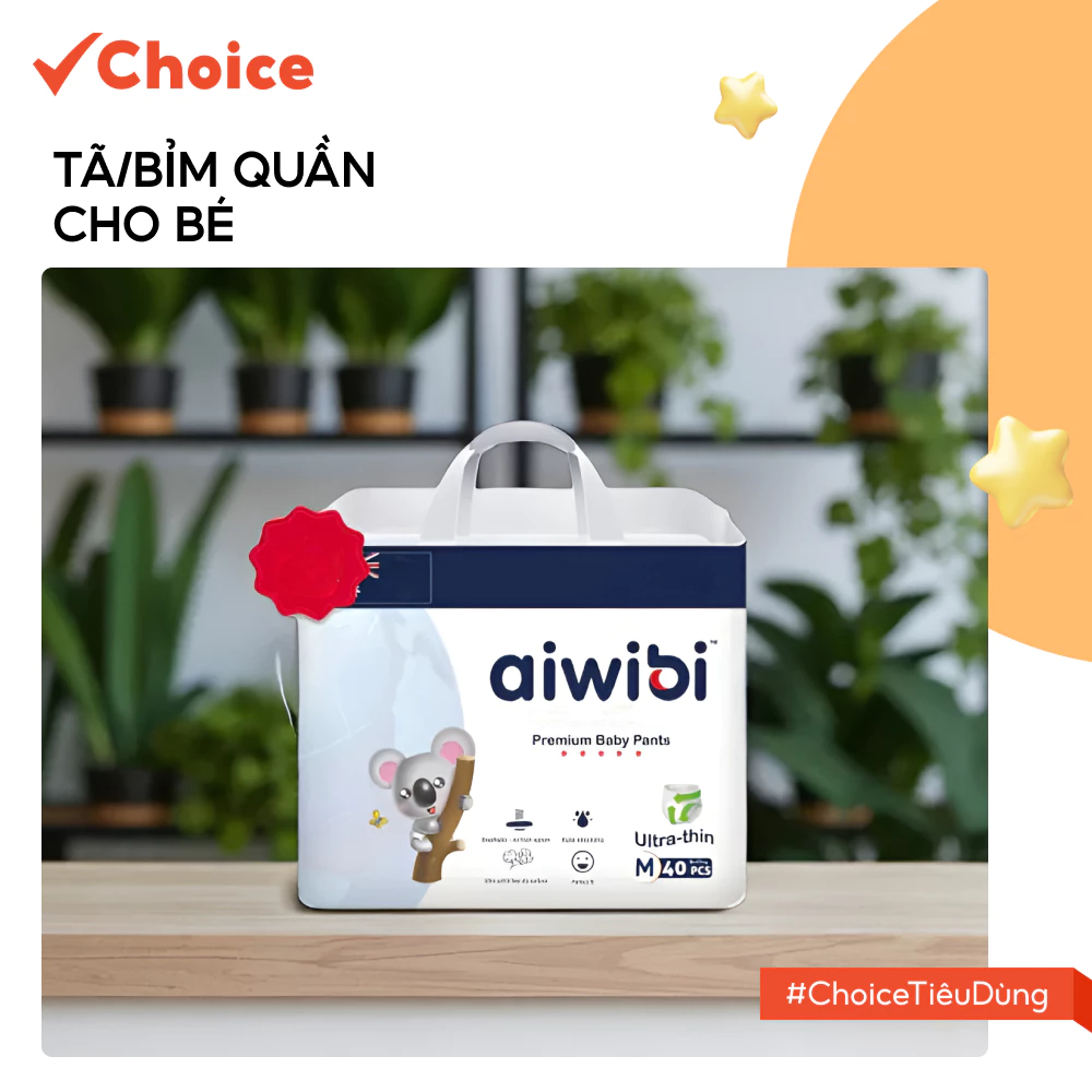 [Choice][Dòng Tiêu Chuẩn Plus] Tã/Bỉm Quần Aiwibi FM2-2842-24 Cho Bé Thoáng Khí, Thấm Hút Nhanh