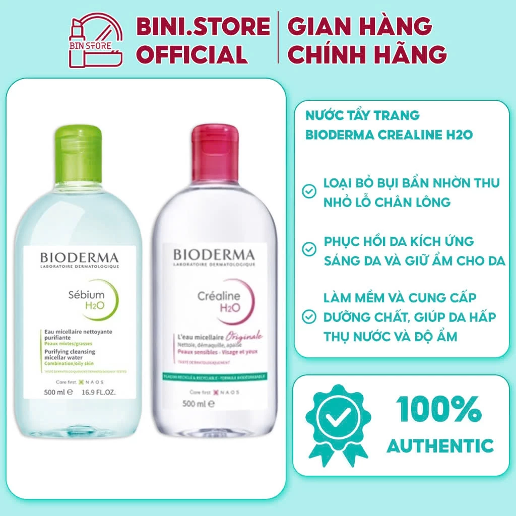 Nước Tẩy Trang Bioderma Crealine H2O , Tẩy Trang Bio Quốc Dân Dành Cho Mọi Loại Da 500ml