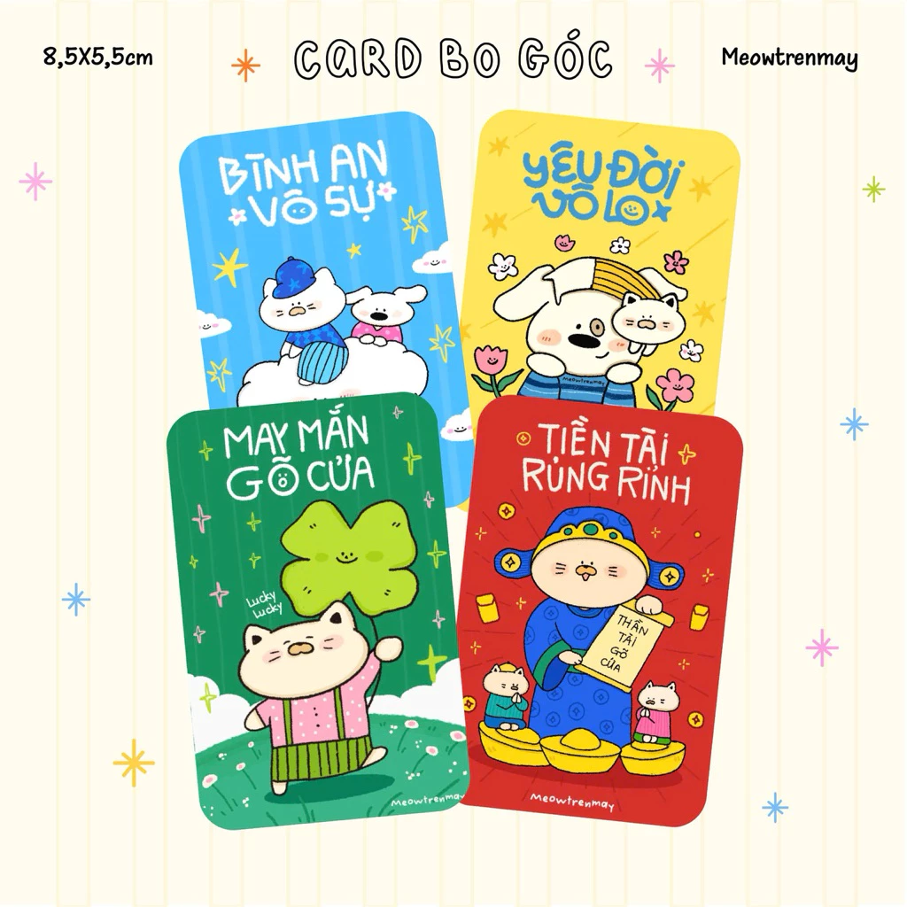 Card Bo Góc Lời Chúc Dễ Thương - Quà Sinh Nhật - Bỏ ví, ốp điện thoại - C1 - Meowtrenmay