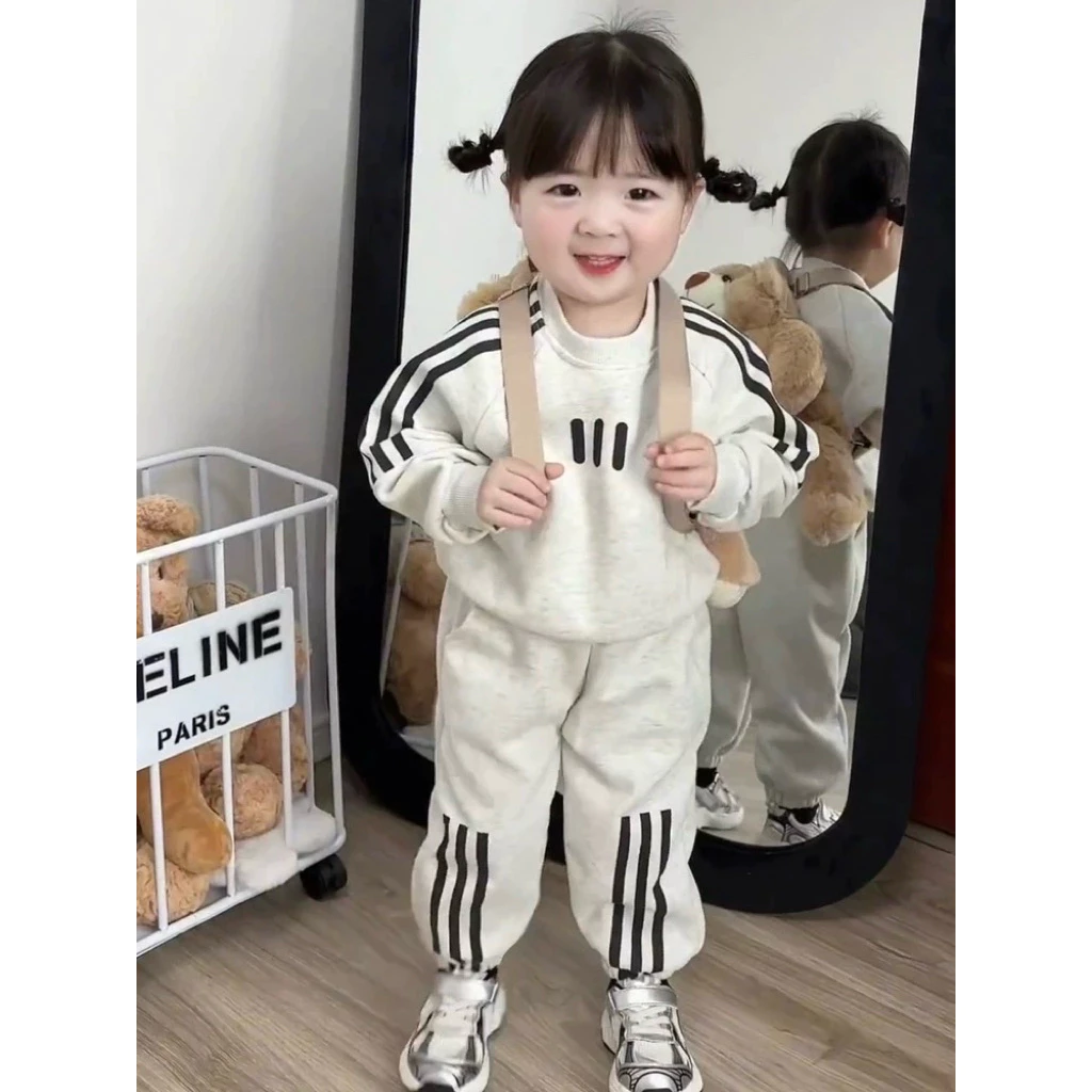 Bộ đồ thu đông quần áo dài tay cho bé kiểu dáng thể thao chất liệu Nỉ Tàu dày dặn ấm áp cho bé trai,bé gái sezi 8-24kg