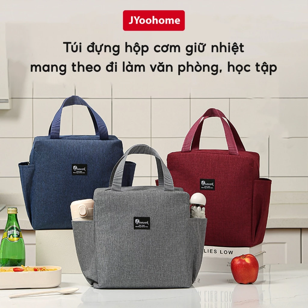 Túi Giữ Nhiệt Đựng Cơm Văn Phòng Có Quai Xách 3 Lớp JYoohome Túi Đựng Hộp Cơm Chống Thấm Nước