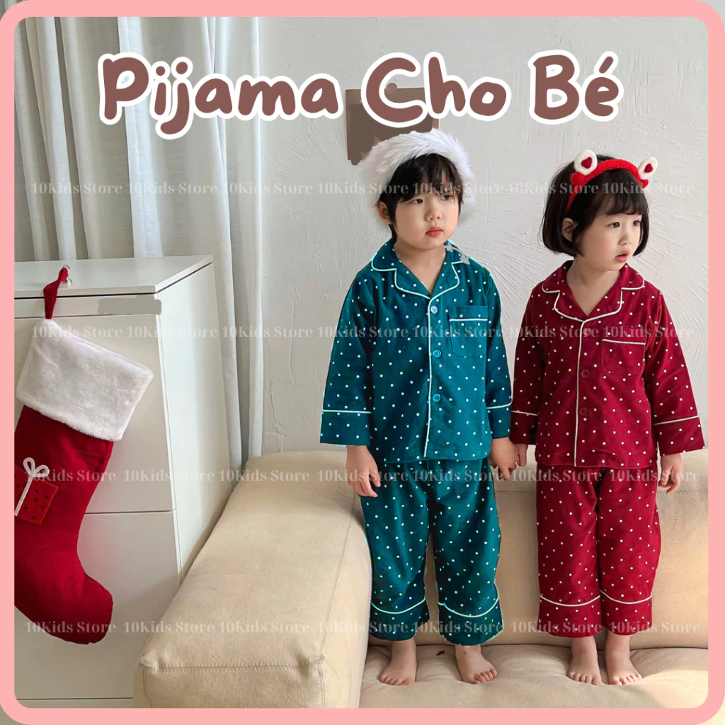 Mẹ Và Bé - Bộ Pijama Dài Tay Chất Liệu Cotton Hàn Thoáng Mát  - Đồ Ngủ Cho Bé, Đồ Ngủ Đôi Mẹ Và Bé 10kids