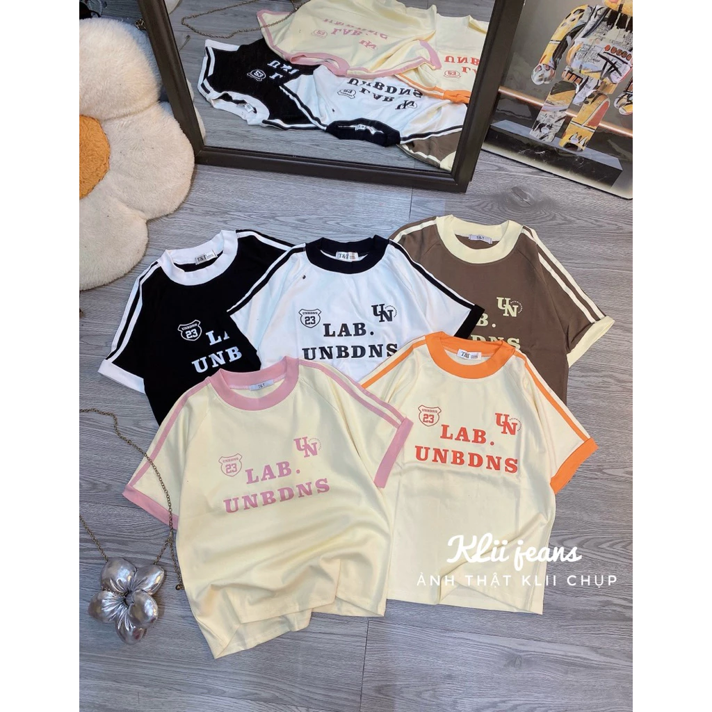 🌷 Áo thun babytee borip Qc phối plank sọc( mã LAB)🌷 KLii sẵn