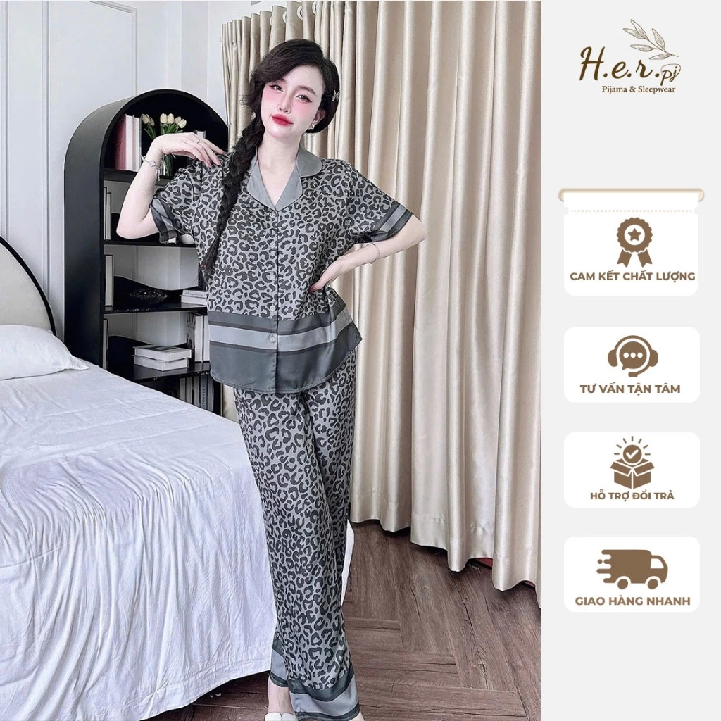 Bộ đồ ngủ nữ pijama mặc nhà chất lụa latin tơ tằm cao cấp mềm mịn họa tiết đẹp