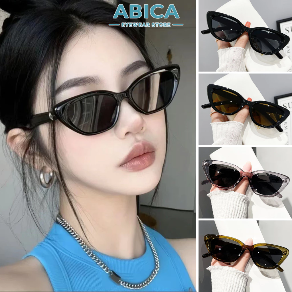 Kính mắt râm mát nữ nam mắt mèo mắt kính không độ chống tia UV thời trang Hàn Quốc đi chơi đi biển đẹp giá rẻ ABICA 292