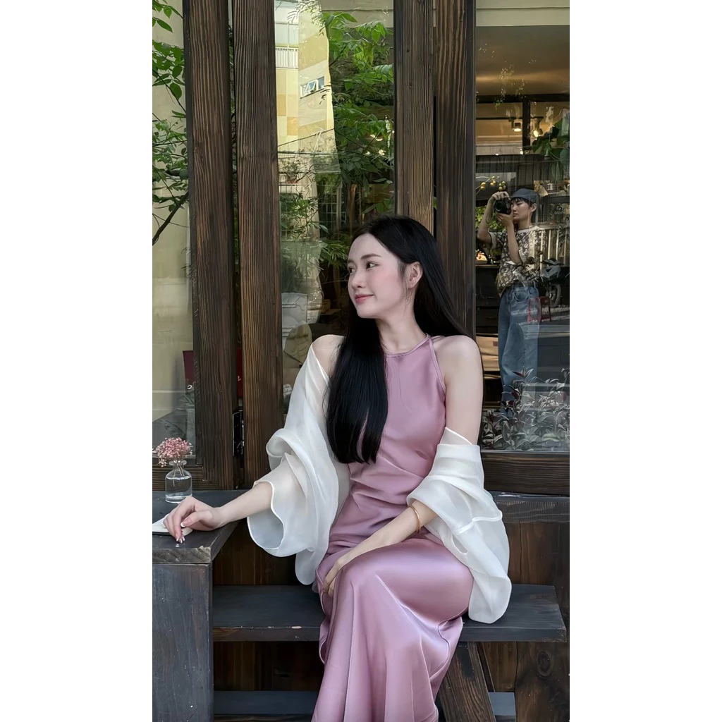 Áo Khoác Choàng Tơ, Phụ Kiện Phối Đầm Lụa Freesize
