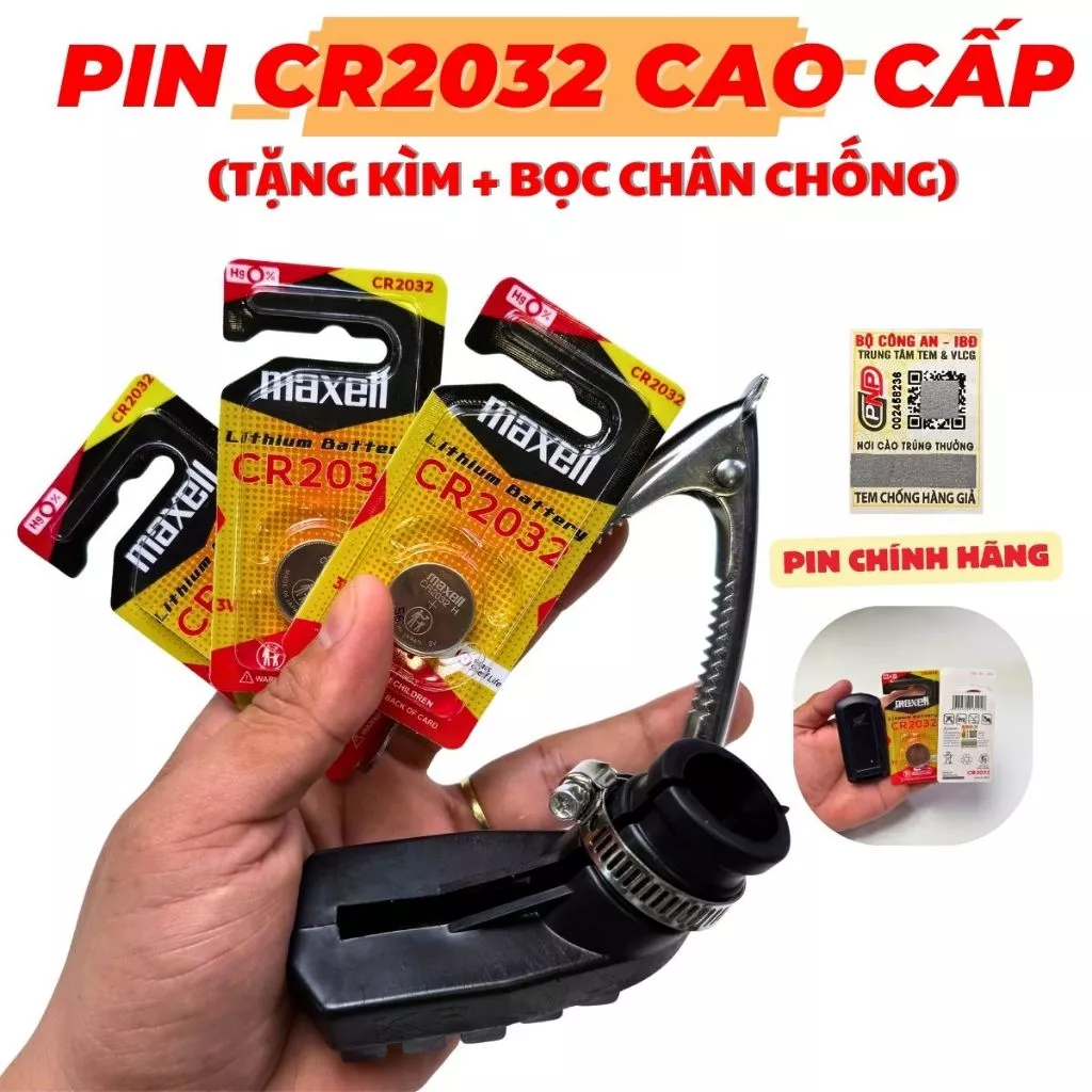 Pin CR2032 Maxell Chính Hãng vỉ đặc biệt tặng kìm tách và bọc chân chống
