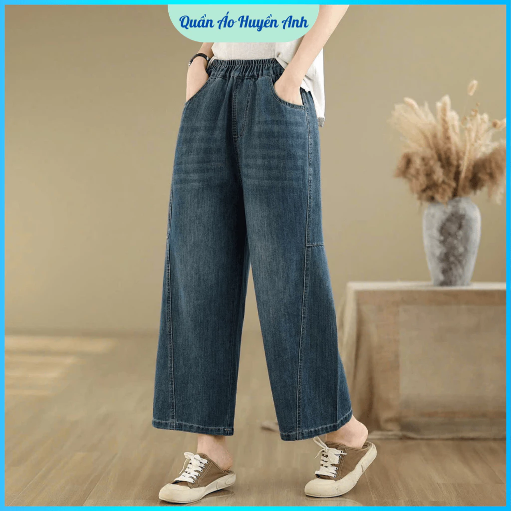 Quần jeans suông ống rộng triết ly dành cho nữ [M60]