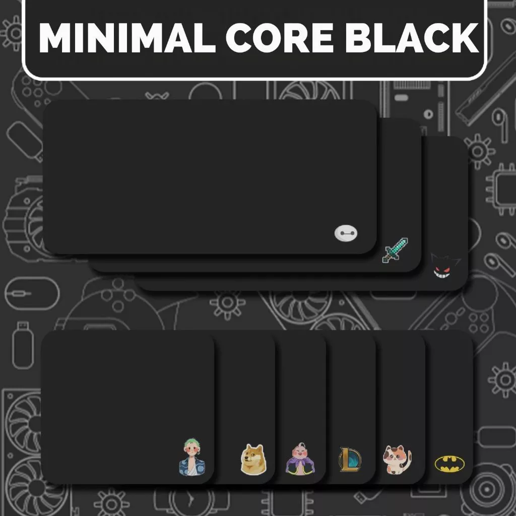 Lót Chuột FPS Gaming MINIMAL CORE BLACK Size 45x40cm / 35x30cm / 26x21cm Chống Trượt, Bền Đẹp