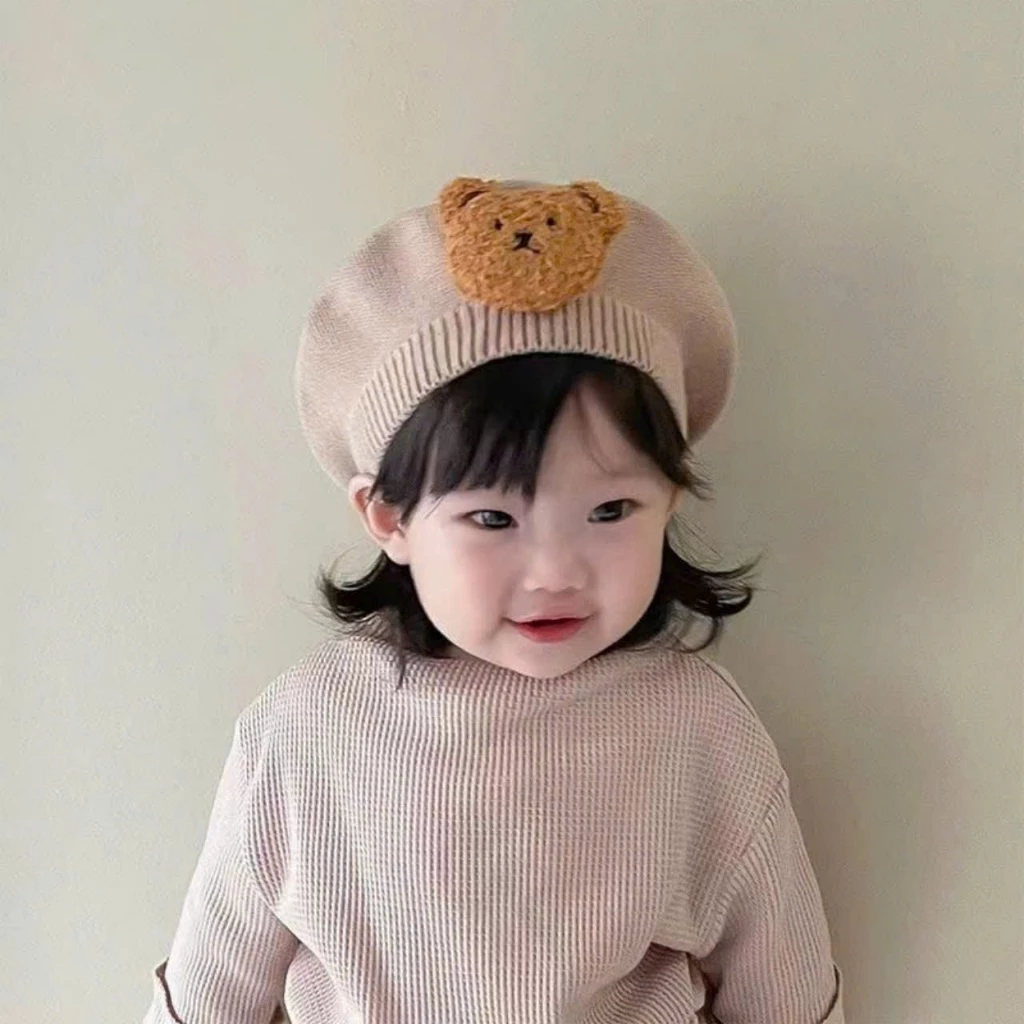 【Hwang】Mũ Len Hình Gấu Thời Trang Thu Đông Cho Bé Từ 6 Tháng Tới 36 Tháng Tuổi