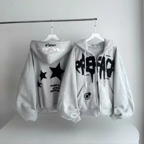 ⚡️Hot⚡️Áo hoodie zip Nam nữ 3 sao dập nổi tay phồng dây kéo phao thun nỉ dày mịn bao hottren, Áo khoác Hoodie