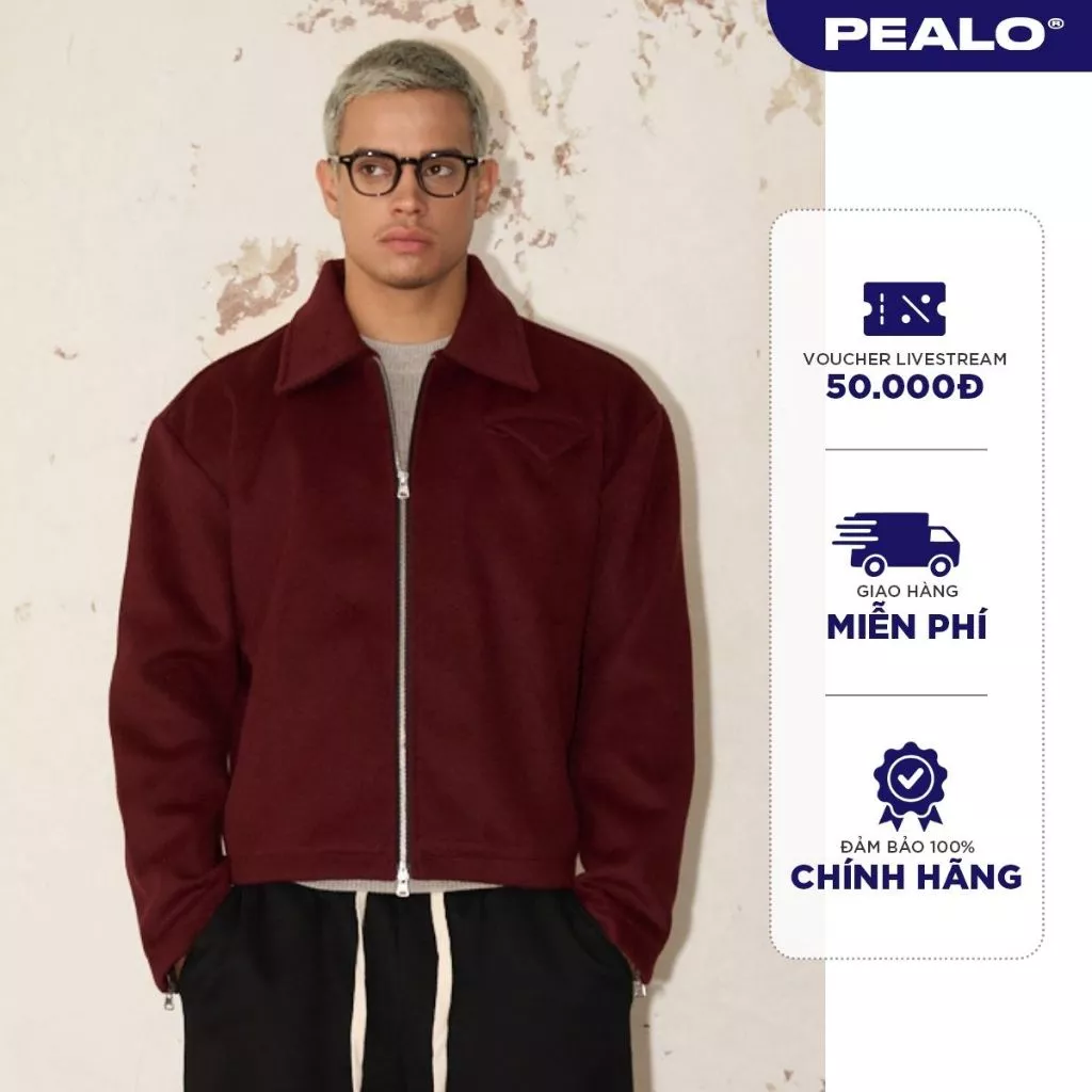 Áo khoác dạ khoá kéo PEALO chất liệu dạ lông dài mềm mịn form crop - Shade Jacket