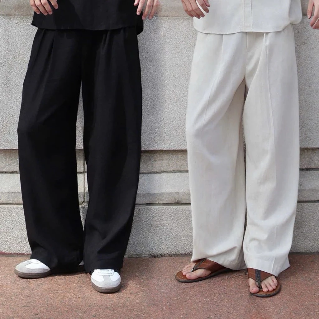 Quần Dài Nam Form Rộng Linen RIOTINO, Quần Linen Nam Cao Cấp Dáng Suông Basic Menwear QL01