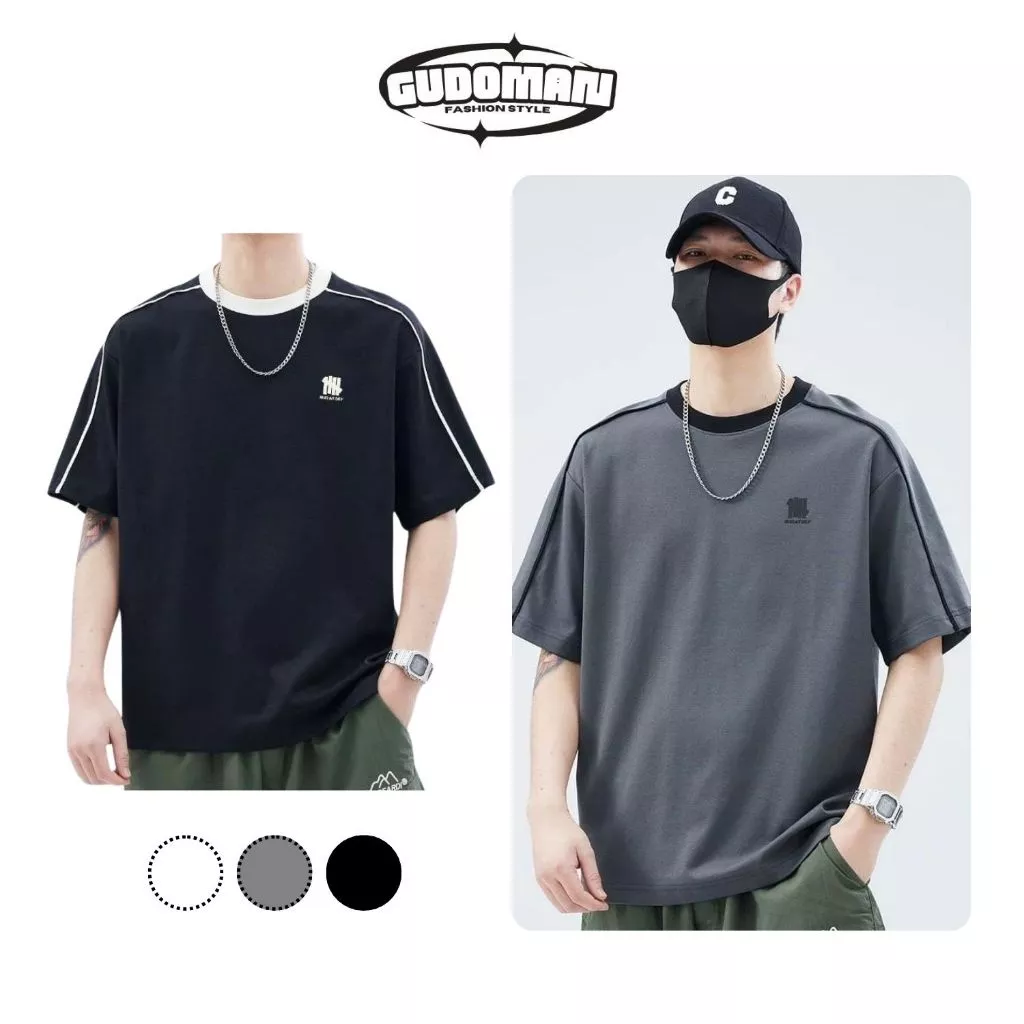 Áo Thun Nam Cổ Tròn Ngắn Tay Chất Liệu Vải Cotton Thêu Phối Màu Viền Né Thời Trang G17