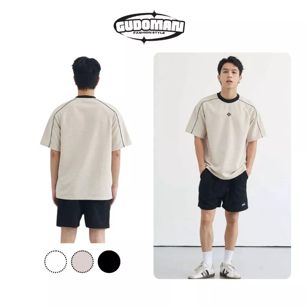 Bộ thể thao GUDO đồ bộ nam in dấu cộng chất cotton tổ ong hàn siêu mềm mát G19
