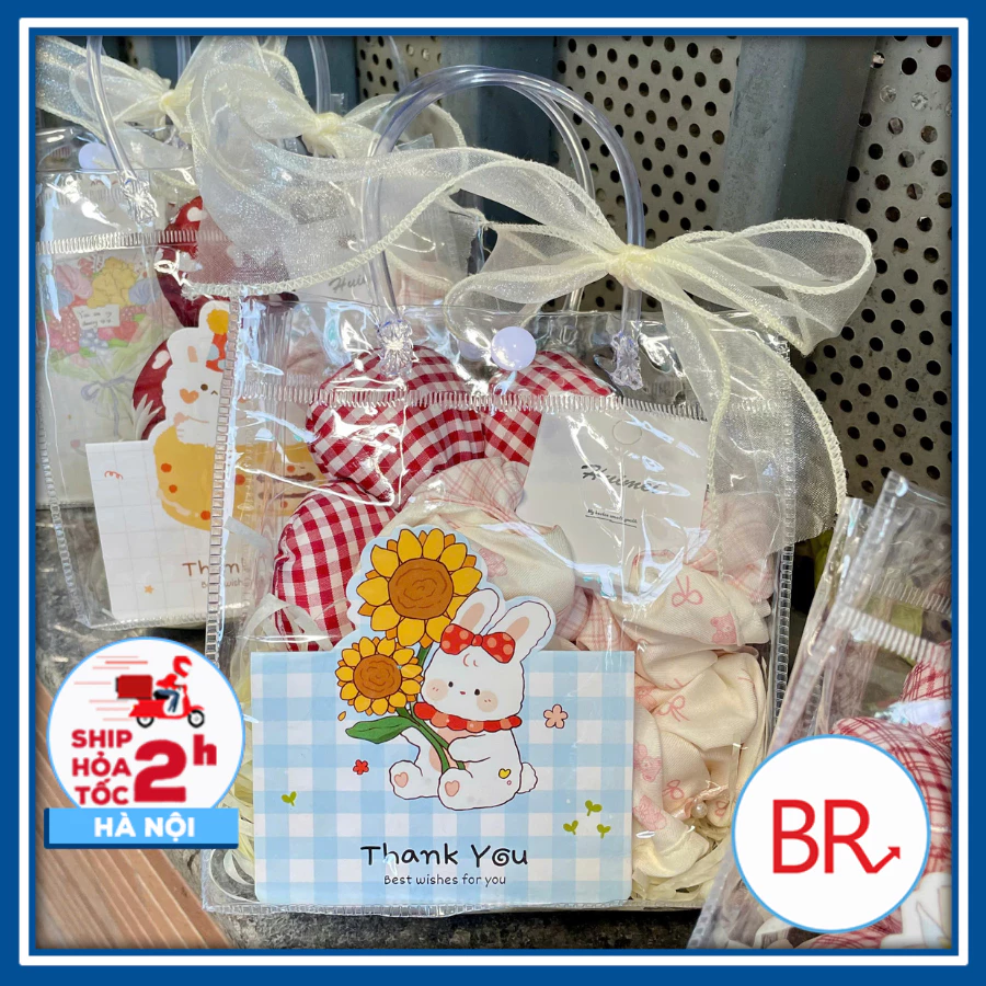 [20/10] Set quà tặng dây buộc tóc tặng 20/10, Túi quà scrunchies kèm thiệp dành tặng bạn gái dễ thương 03022