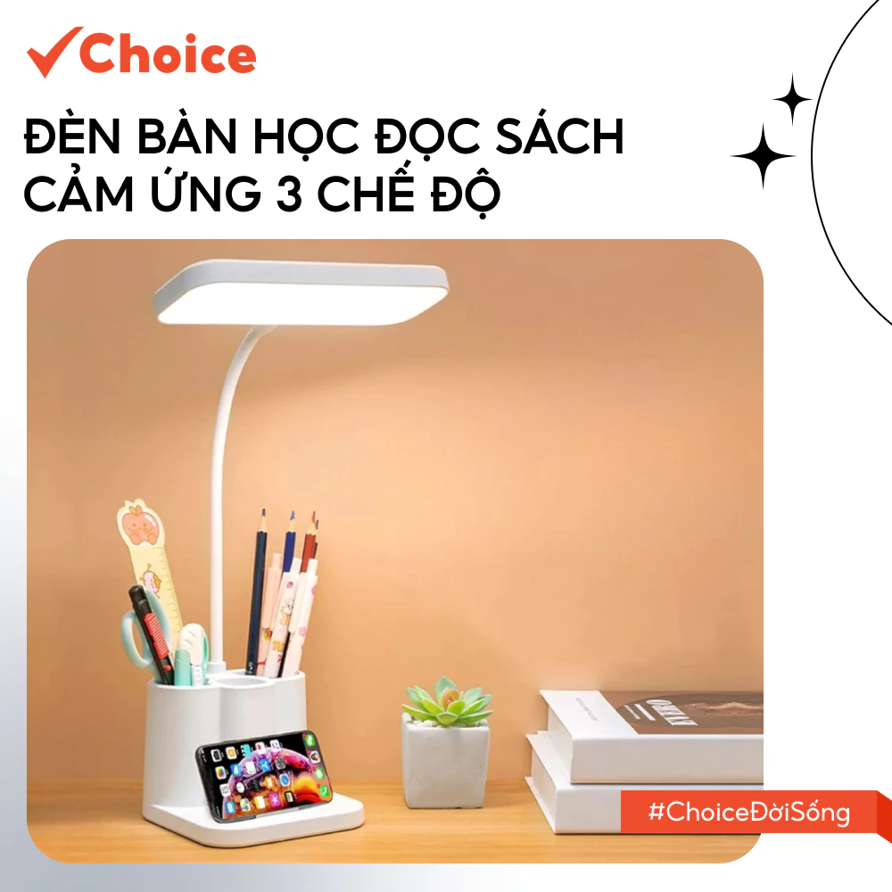 [Choice] Đèn bàn học đọc sách cảm ứng 3 chế độ LS1-2808-58 ánh sáng biến thiên, bảo vệ mắt tích điện
