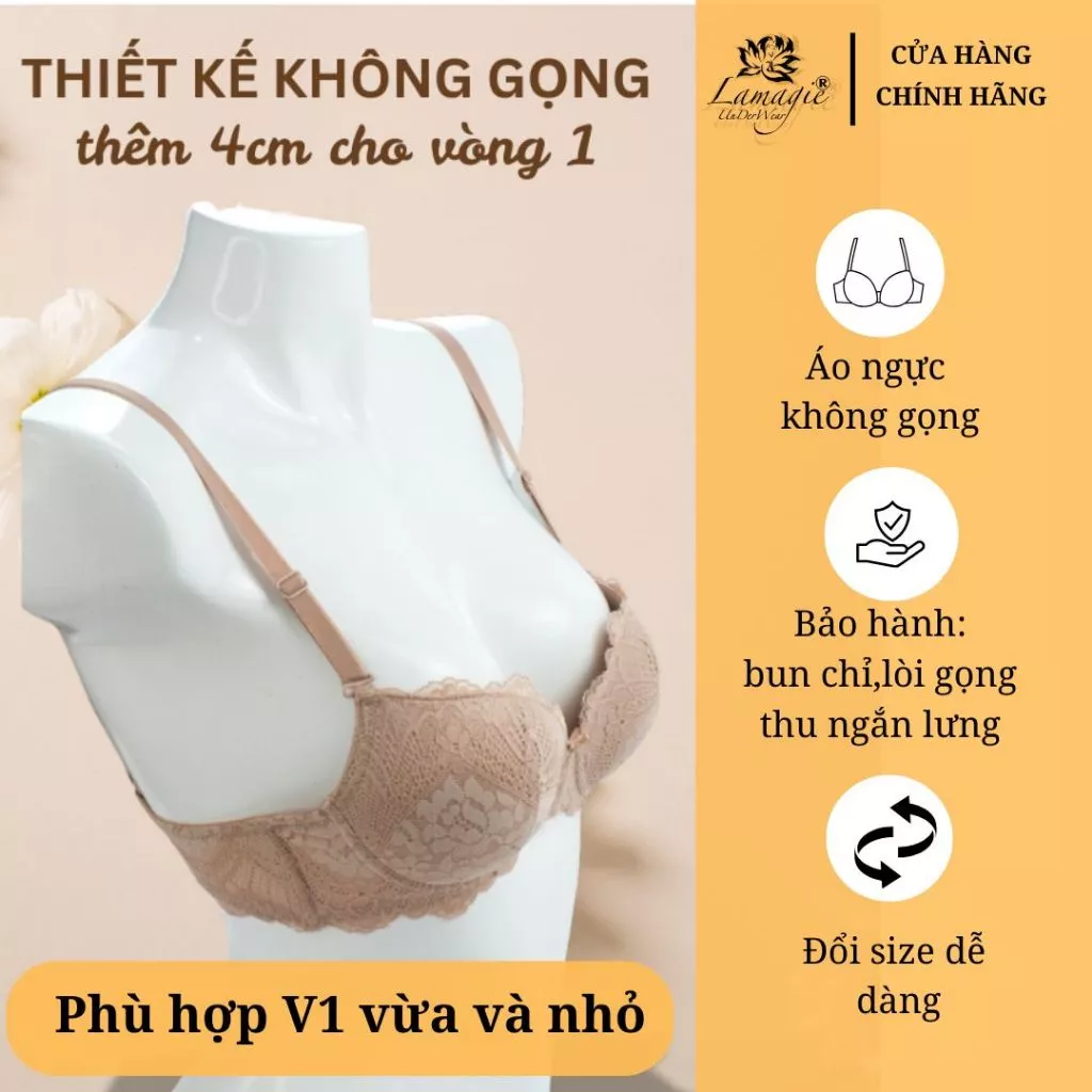 ÁO NGỰC KHÔNG GỌNG LAMAGIE A-73 MOUSSE DÀY 4CM NÂNG ĐỠ TẠO KHE TỰ NHIÊN-ÁO NÂNG NGỰC REN