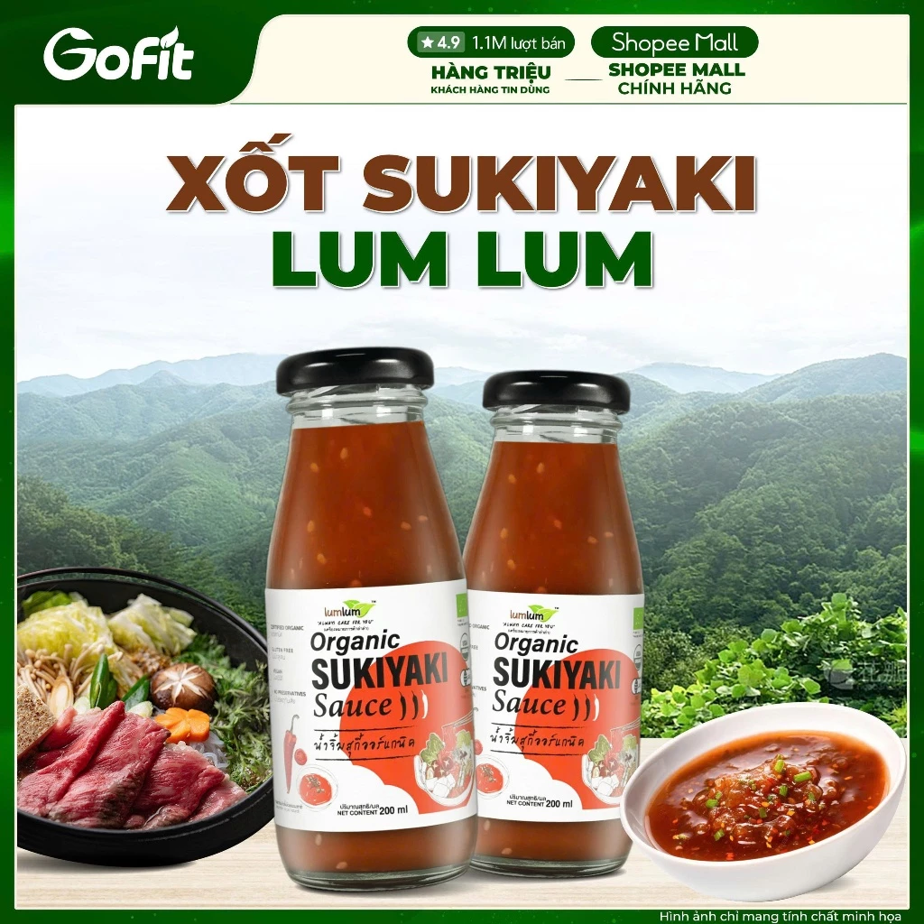 Sốt Sukiyaki Hữu Cơ Lumlum 200ml - Làm Nước Chấm, Thêm Vào Món Lẩu, Món Nướng