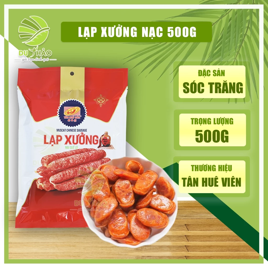 Lạp Xưởng Nạc Tân Huê Viên 500g – Hút Chân Không, Vị Mai Quế Lộ Đậm Đà (Đặc Sản Sóc Trăng)
