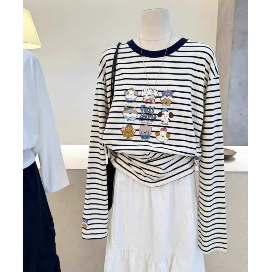 Áo thun nữ dài tay MENINA, áo thun nữ tay dài chất COTTON in hình thời trang.