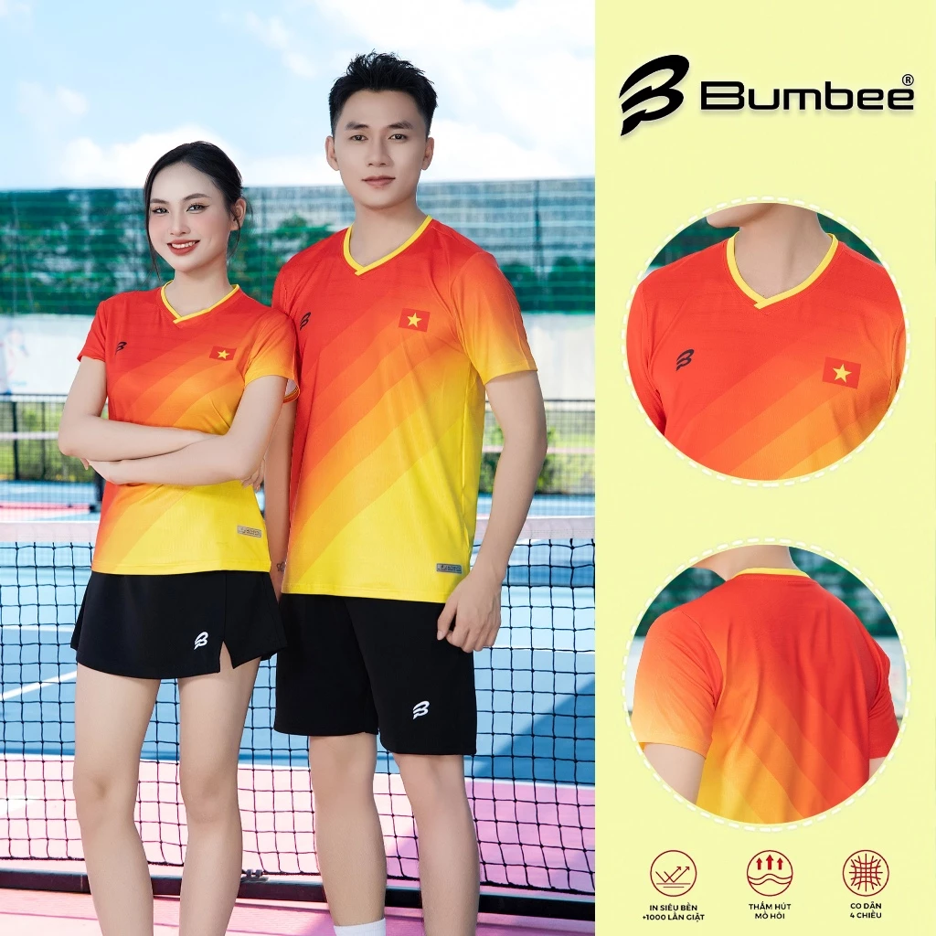 Bumbee Quần Áo Thể Thao Phiên Bản Yêu Nước – Thoáng Khí – Cầu Lông Chạy Bộ Pickleball (2925)