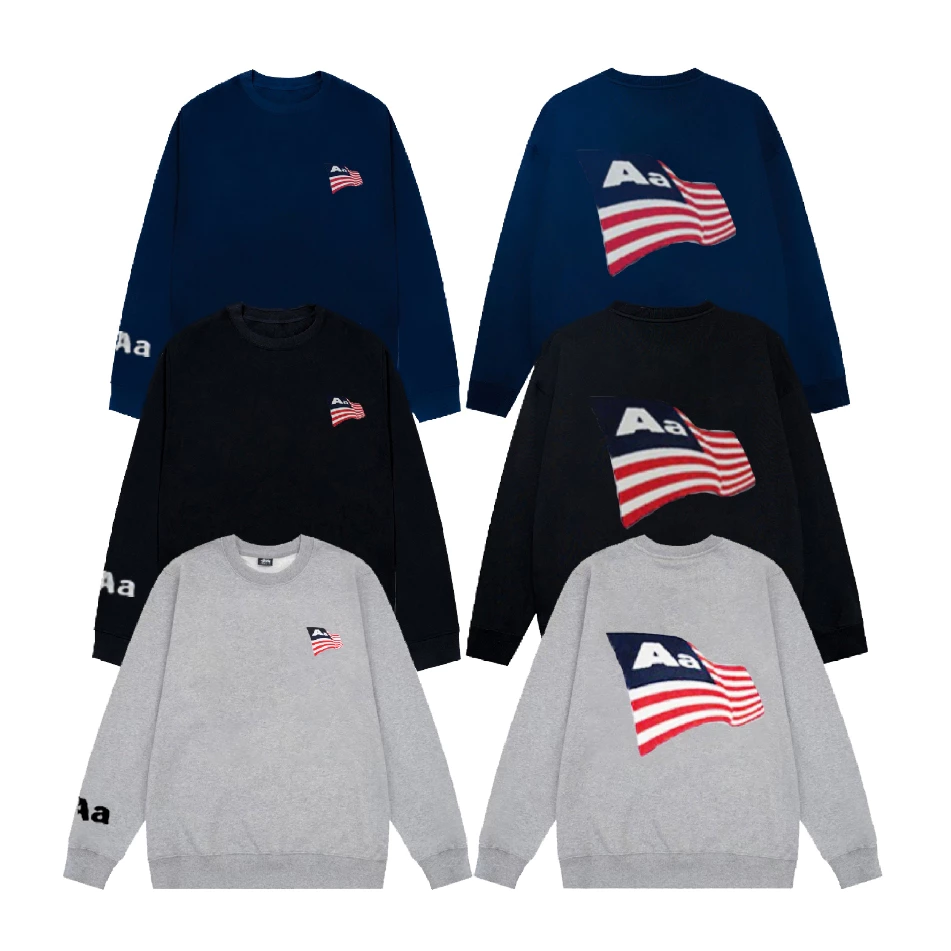 [ MÃ GIẢM 10K] Áo Sweater Thêu Cờ Mỹ 2 Mặt Trước Sau Chất Nỉ 2 Da Cao Cấp Nam Nữ Hình Thêu Chắc Chắn Phong Cách Hàn Quốc