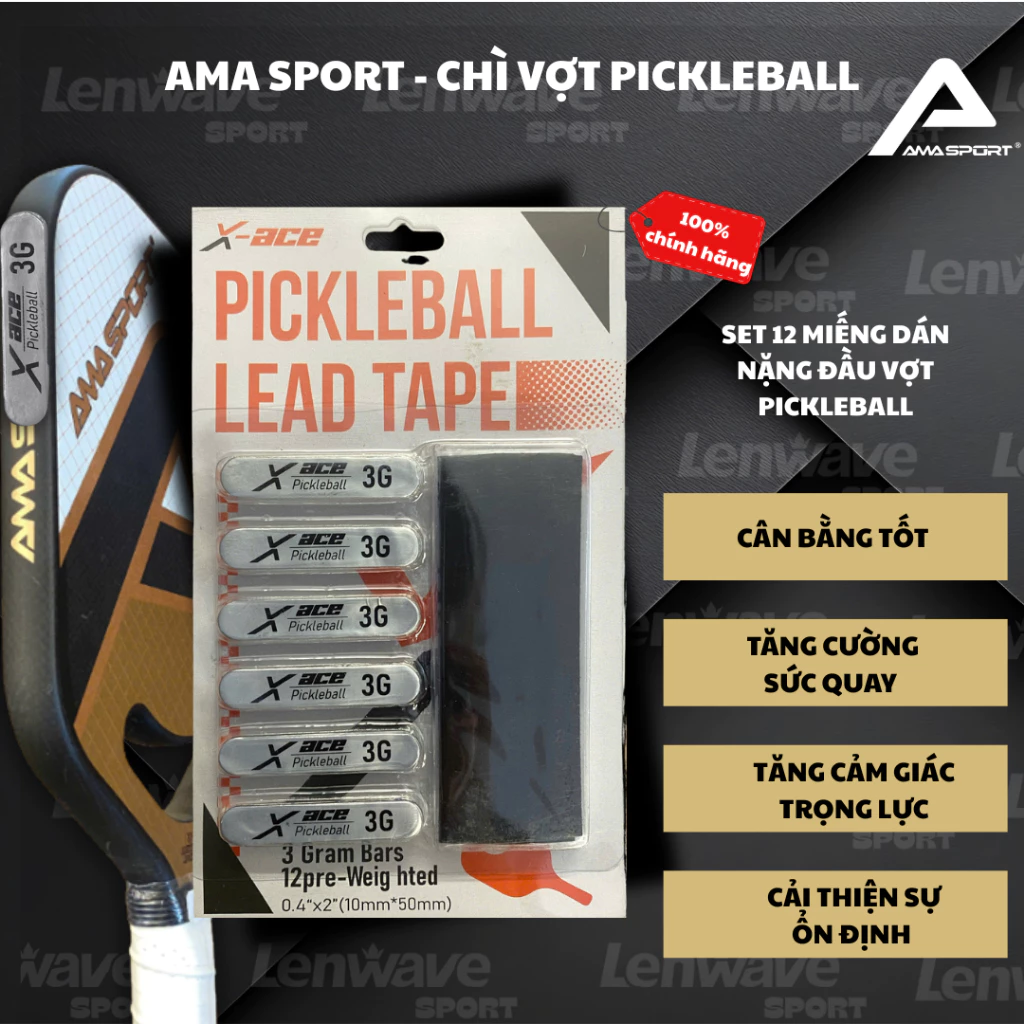 Miếng Chì dán vợt pickleball X-ACE nặng 3gr  tùy chỉnh trọng lượng, độ cân bằng và cảm giác cầm vợt  - AMA SPORT