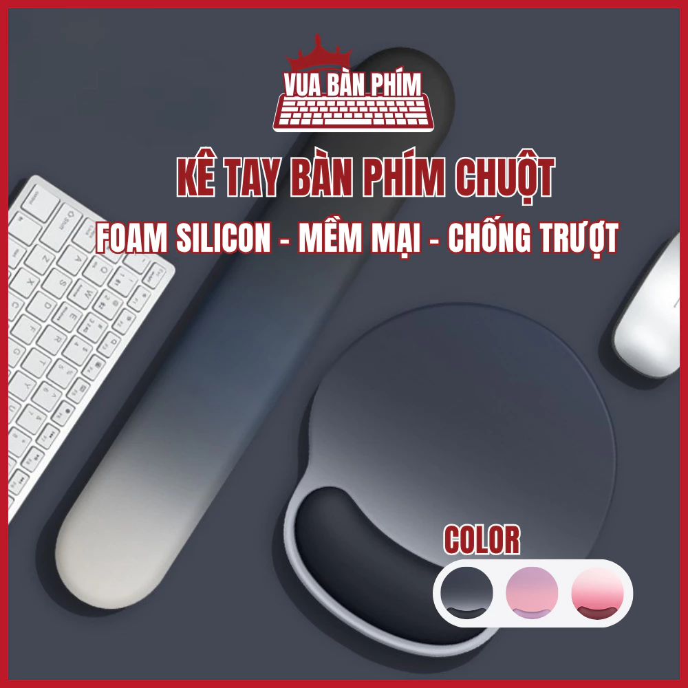 Bộ đệm lót chuột kê tay bàn phím, đệm silicon siêu êm ái , hỗ trợ giảm mõi tay chống trượt cho máy tính