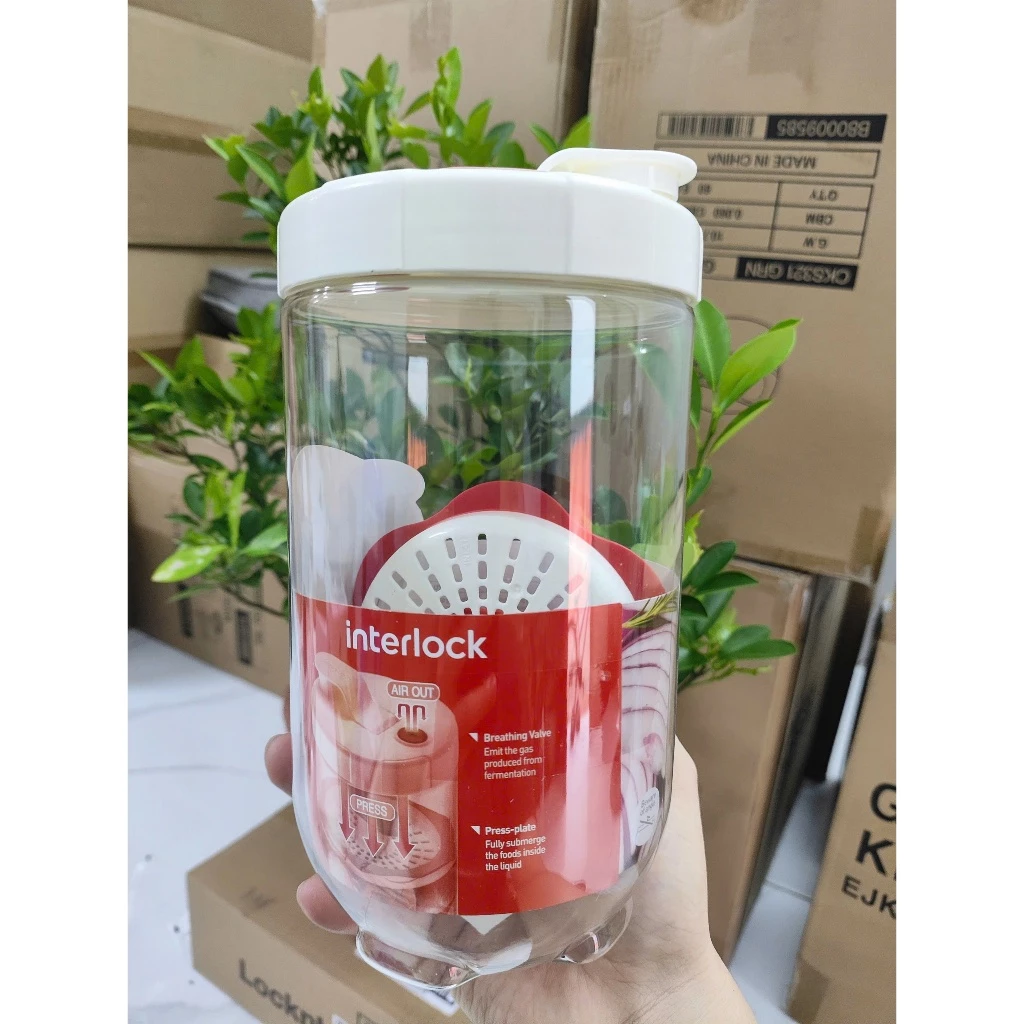 Hộp Muối Dưa Lock&Lock INL412W – 1.3L, Có Nắp Nén & Nút Rót Tiện Lợi