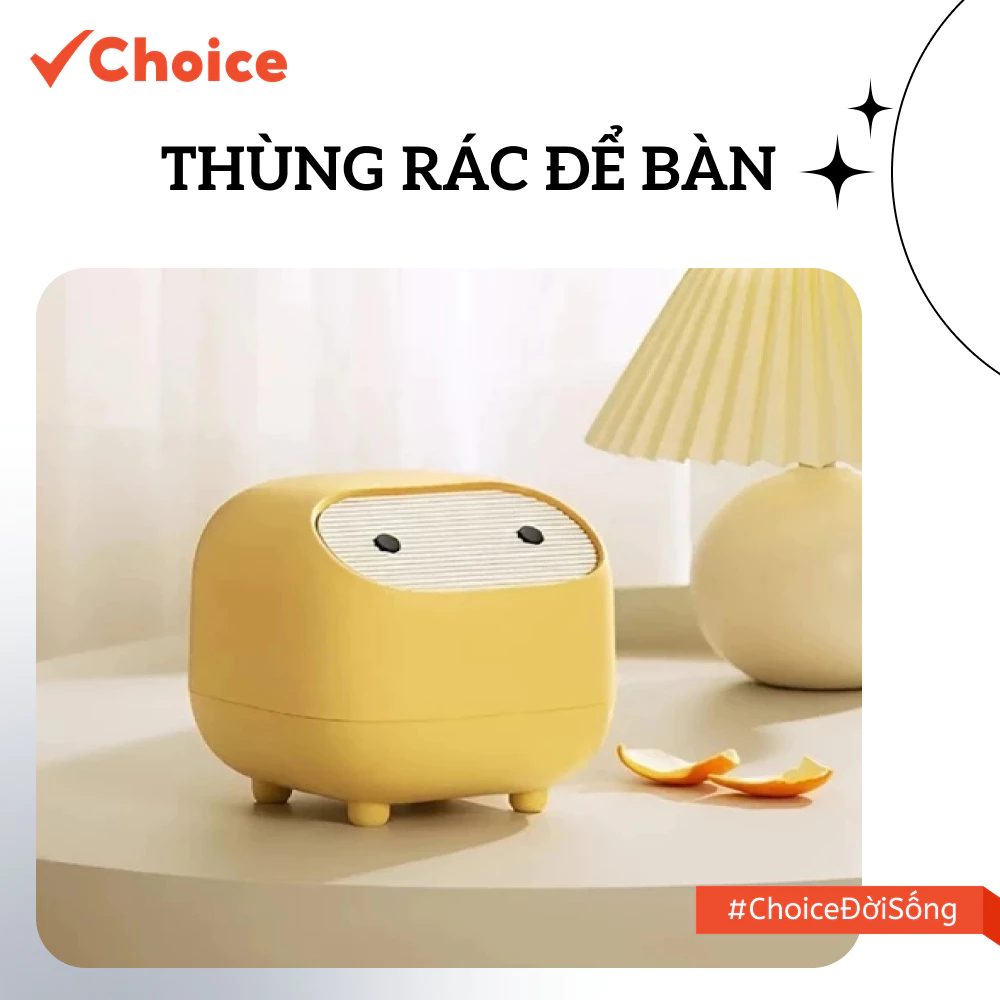 [Choice] Thùng Rác Để Bàn 293983 Họa Tiết Hoạt Hình, Gọn Nhẹ