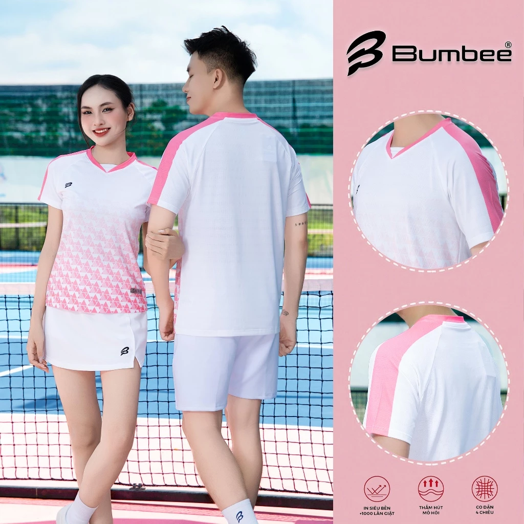 Áo Thể Thao Bumbee B Thiết Kế Ombre Hồng Trắng – Form Thể Thao, Thoáng Mát, Co Giãn 4 Chiều (1022)