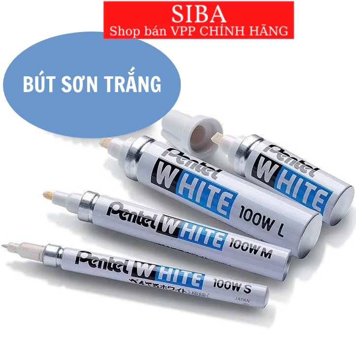 Bút sơn trắng Pentel Paint Marker ngòi size trung và nhỏ 100WS/ 100WM