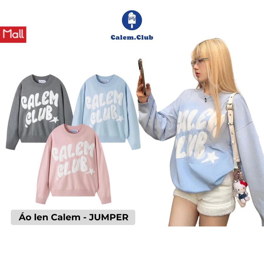 Áo len tay dài CALEM CLUB JUMPER chất len dệt kim Premium cổ tròn form rộng unisex nam nữ thu đông