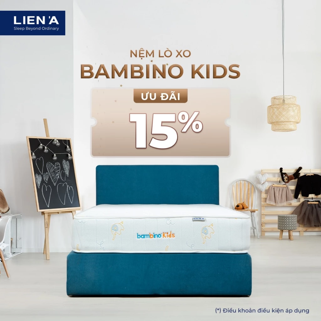 Nệm Lò Xo Túi Bambino Kids Liên Á Nâng Đỡ Êm Ái, Đệm Cho Bé Từ 5 Tuổi