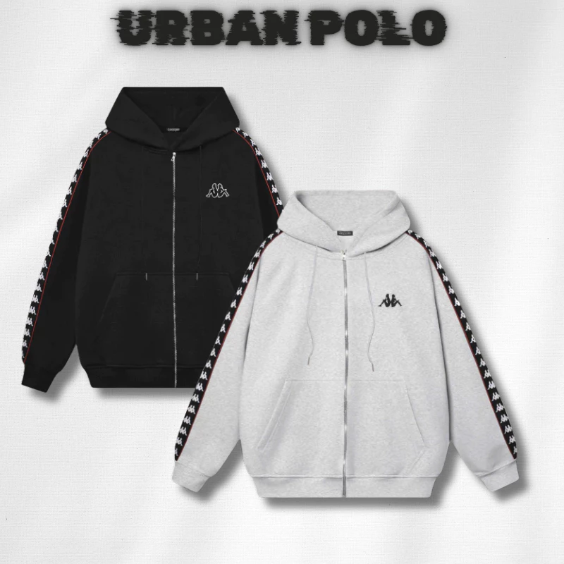 Áo Khoác Hoodie Zip Thêu Tay Phối Thêu Ngực Chất Nỉ Chân Cua Dày Dặn Thoáng Mát Form Rộng Unisex