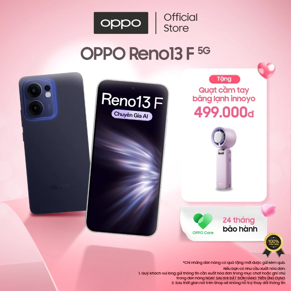 Điện thoại OPPO Reno13F 5G | Chỉnh ảnh AI | Kháng bụi chống nước | Mượt mà | Bền bỉ -Hàng chính hãng