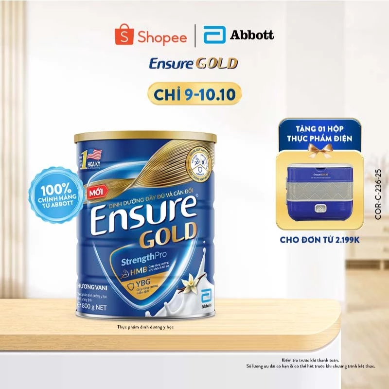 Sữa bột Ensure Gold Abbott hương vani 800g