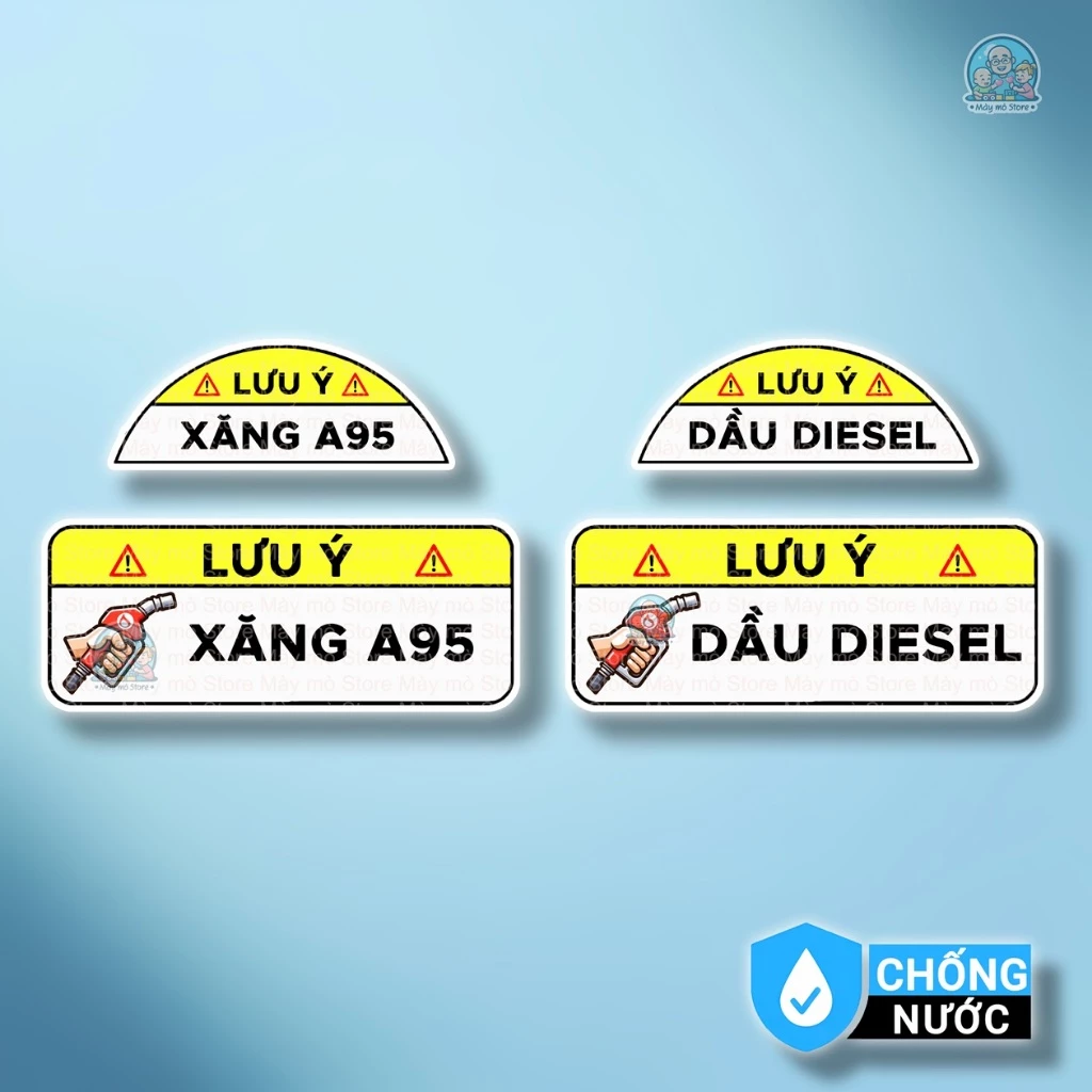 Tem Dán Nắp Xăng Ô Tô Xăng 95/Dầu Diesel – Decal Dán Ô Tô – Sticker Dầu Chống Nước – Mày Mò Store