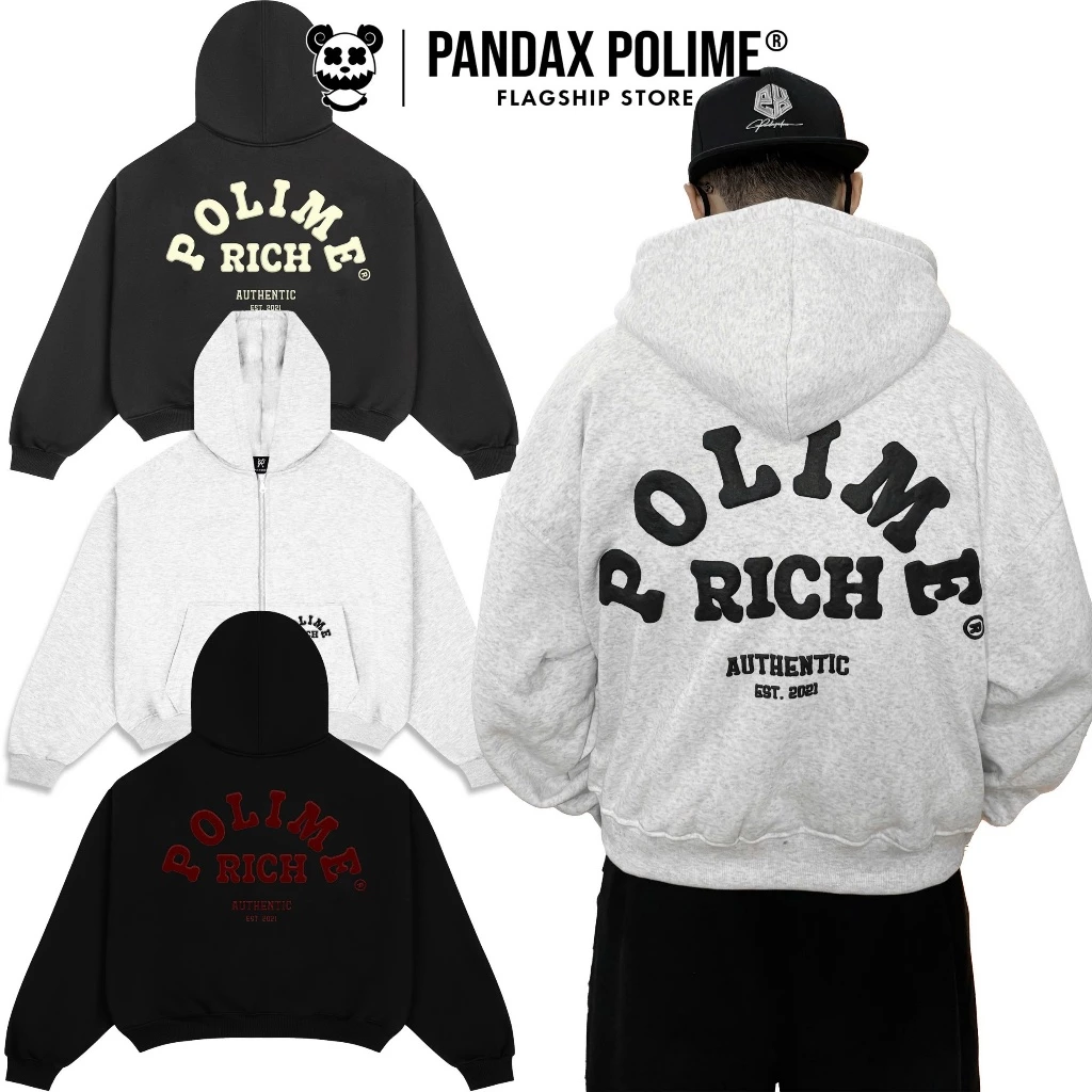 Hoodie bigboxy zip khoá kéo khoác nỉ bông mỏng chống nắng nam nữ big size px pandaxvn polime